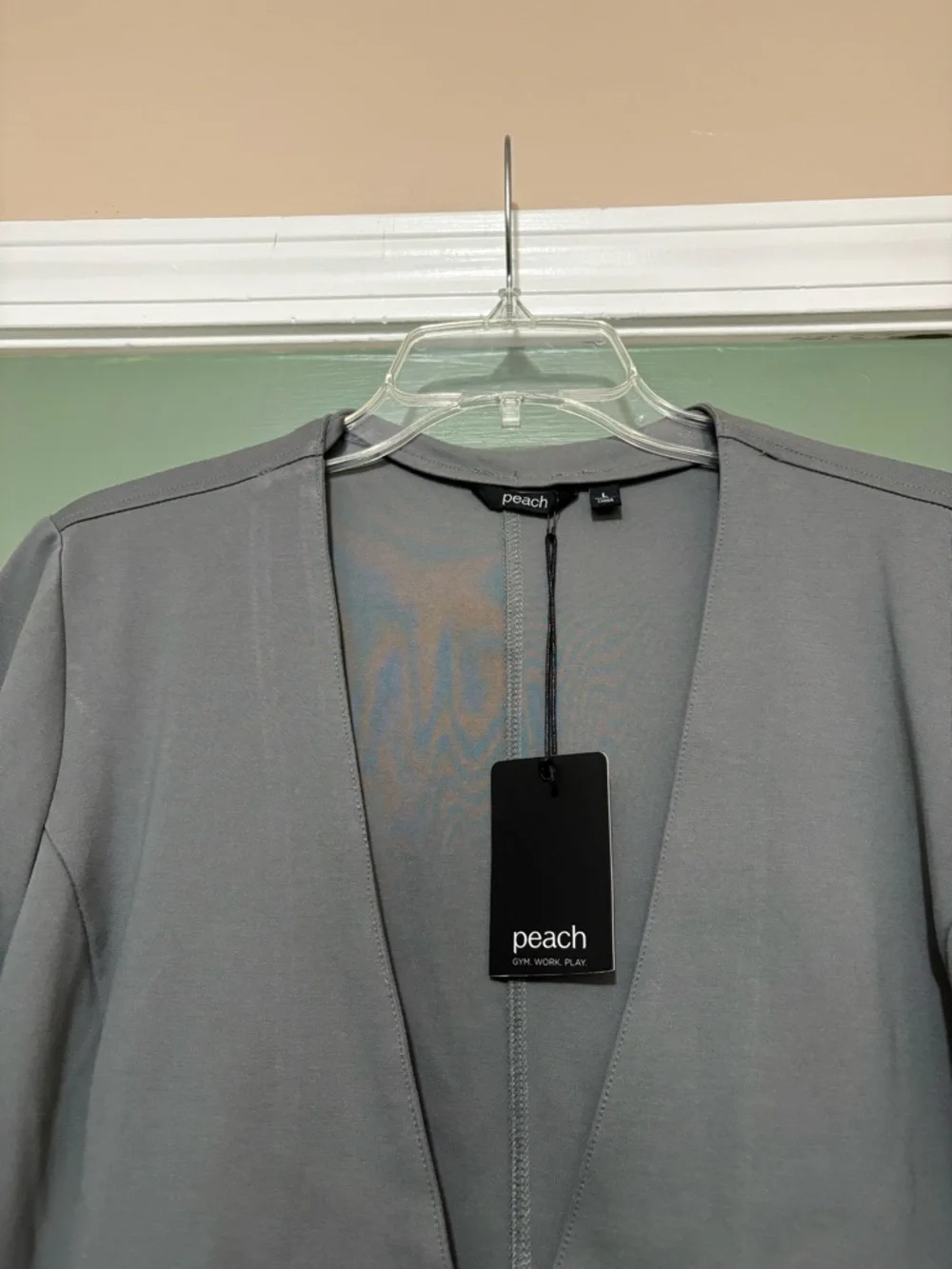 NWT Peach Women’s Storm Gray Ponte Power Blazer Gym Career Size Large